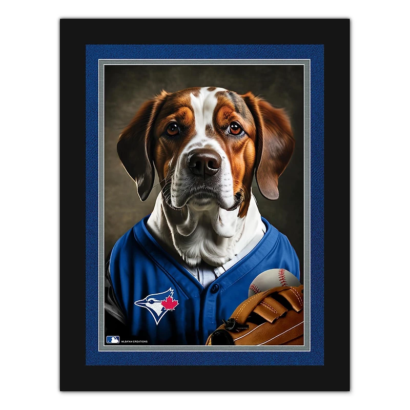 Toronto Blue Jays 12'' x 16'' Framed Dog In Jersey Print