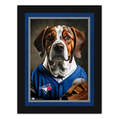 Toronto Blue Jays 12'' x 16'' Framed Dog In Jersey Print