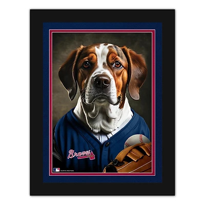 Atlanta Braves 12'' x 16'' Framed Dog In Jersey Print