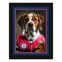 Texas Rangers 12'' x 16'' Framed Dog In Jersey Print