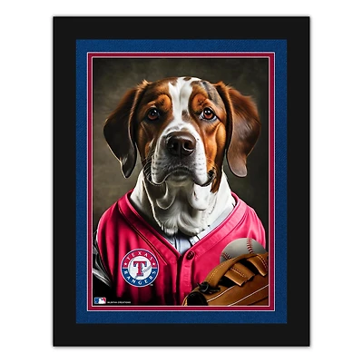 Texas Rangers 12'' x 16'' Framed Dog In Jersey Print