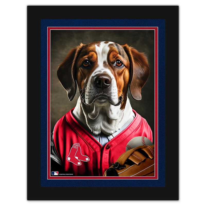 Boston Red Sox 12'' x 16'' Framed Dog In Jersey Print