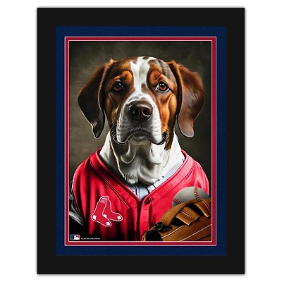 Boston Red Sox 12'' x 16'' Framed Dog In Jersey Print