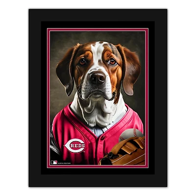 Cincinnati Reds 12'' x 16'' Framed Dog In Jersey Print