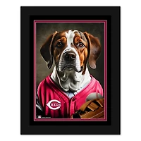Cincinnati Reds 12'' x 16'' Framed Dog In Jersey Print