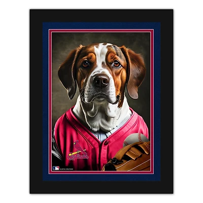 St. Louis Cardinals 12'' x 16'' Framed Dog In Jersey Print