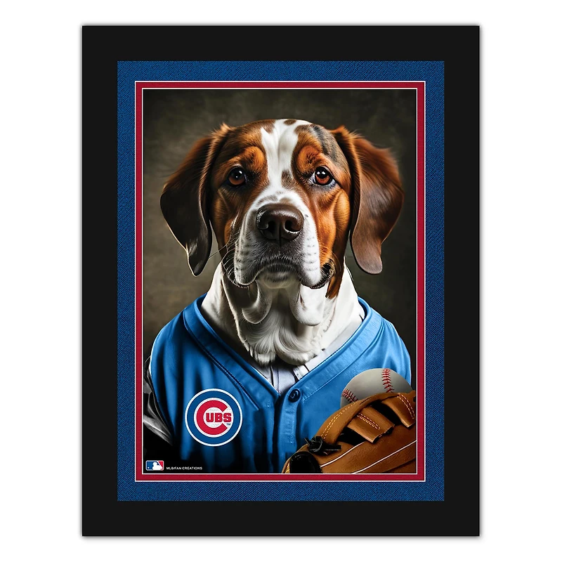Chicago Cubs 12'' x 16'' Framed Dog In Jersey Print