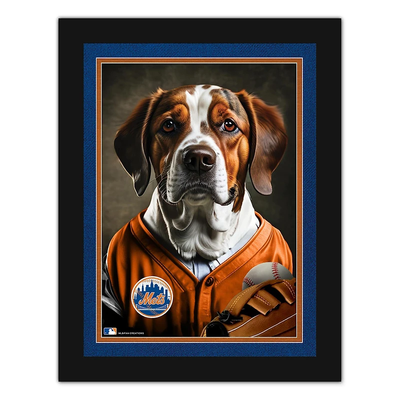 New York Mets 12'' x 16'' Framed Dog In Jersey Print
