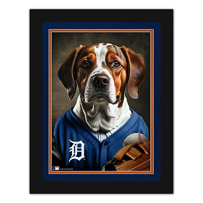 Detroit Tigers 12'' x 16'' Framed Dog In Jersey Print