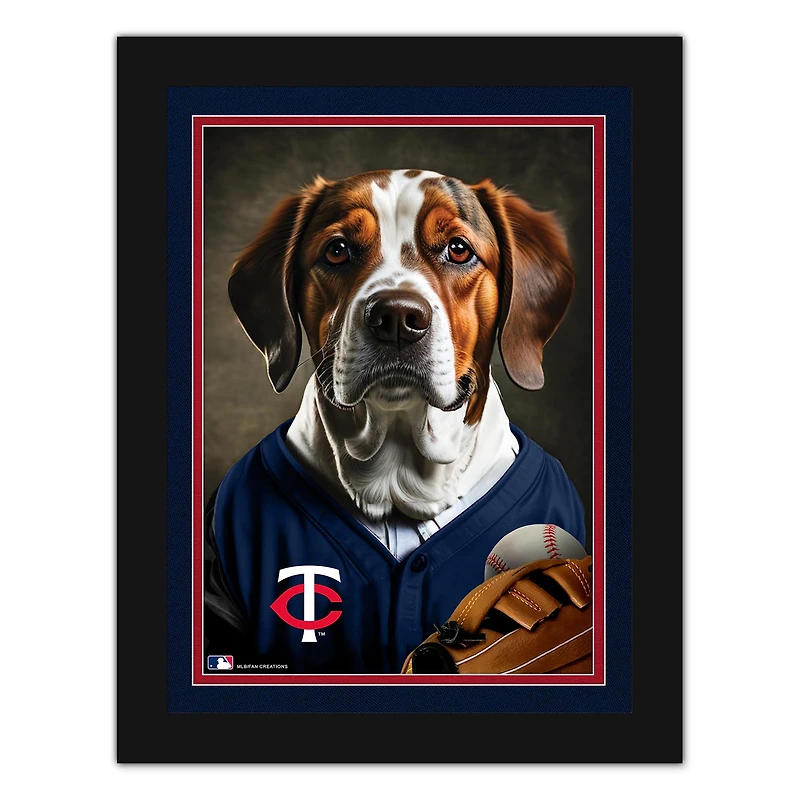 Minnesota Twins 12'' x 16'' Framed Dog In Jersey Print