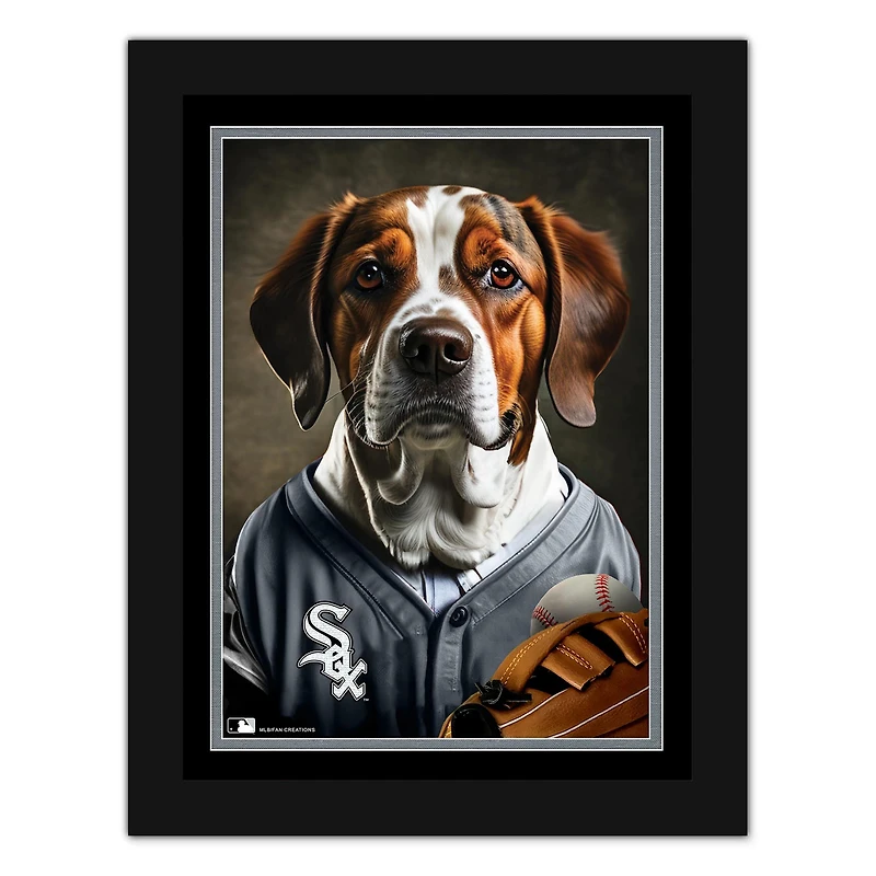 Chicago White Sox 12'' x 16'' Framed Dog In Jersey Print