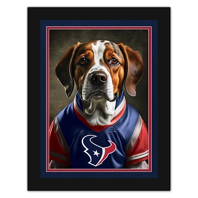 Houston Texans 12'' x 16'' Framed Dog In Jersey Print