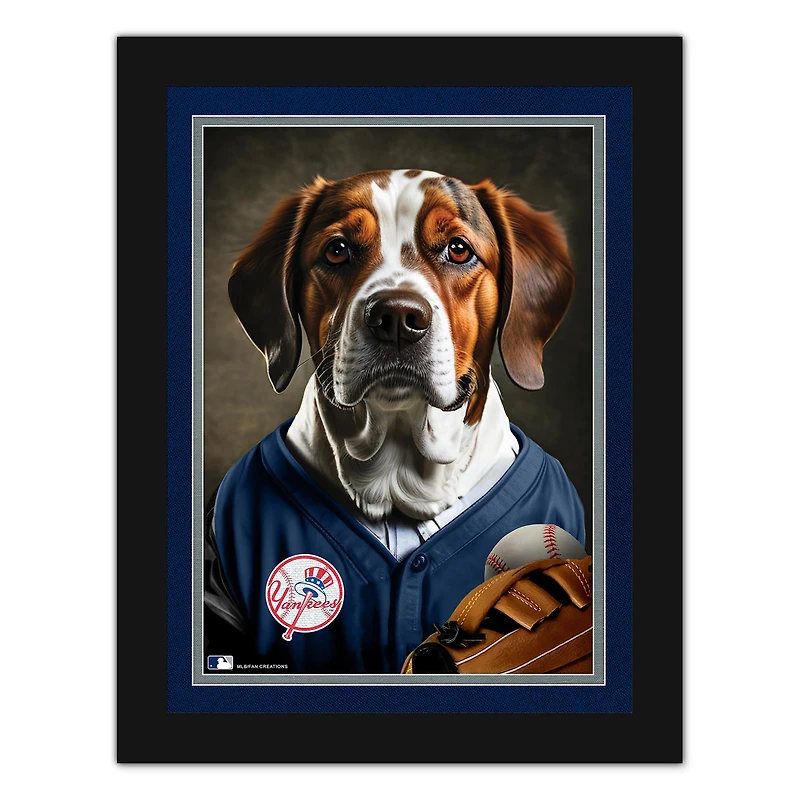 New York Yankees 12'' x 16'' Framed Dog In Jersey Print