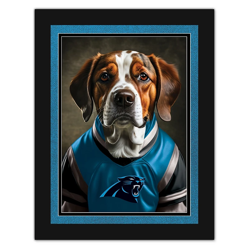 Carolina Panthers 12'' x 16'' Framed Dog In Jersey Print