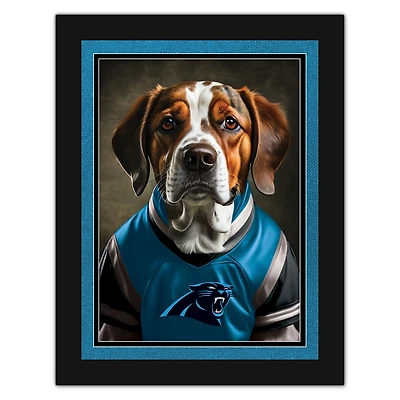 Carolina Panthers 12'' x 16'' Framed Dog In Jersey Print