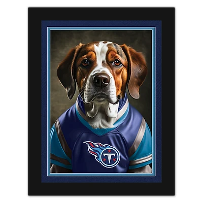 Tennessee Titans 12'' x 16'' Framed Dog In Jersey Print