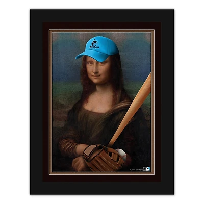 Miami Marlins 12" x 16" Mona Lisa Fan Framed Fine Art Print