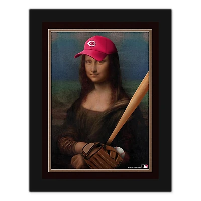 Cincinnati Reds 12" x 16" Mona Lisa Fan Framed Fine Art Print