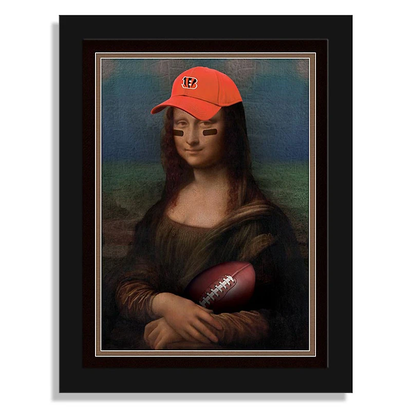 Cincinnati Bengals 12" x 16" Mona Lisa Fan Framed Fine Art Print