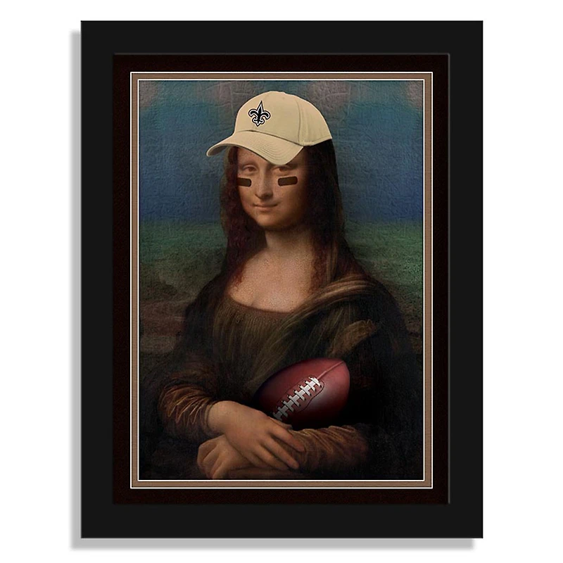 New Orleans Saints 12" x 16" Mona Lisa Fan Framed Fine Art Print
