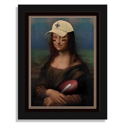 New Orleans Saints 12" x 16" Mona Lisa Fan Framed Fine Art Print