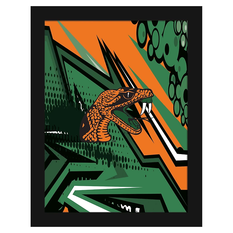 Florida A&M Rattlers 12" x 16" Team Comic Framed Art Print