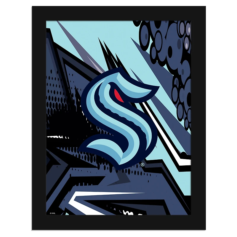 Seattle Kraken 12" x 16" Team Comic Framed Art Print