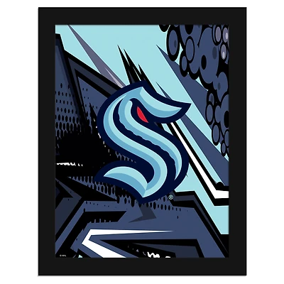 Seattle Kraken 12" x 16" Team Comic Framed Art Print