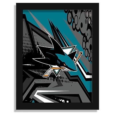 San Jose Sharks 12" x 16" Team Comic Framed Art Print