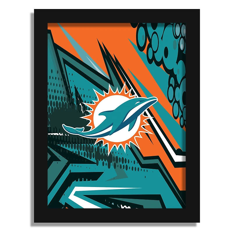 Miami Dolphins 12" x 16" Team Comic Framed Art Print