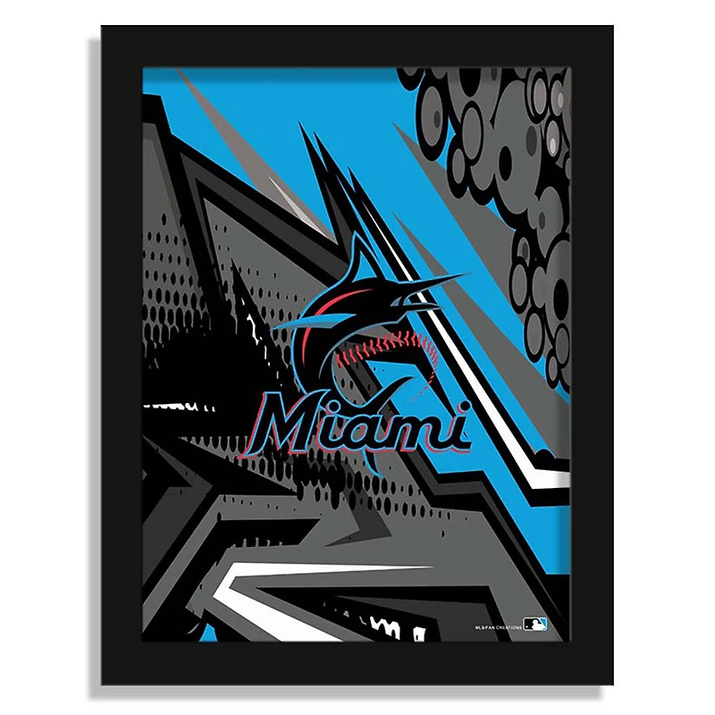 Miami Marlins 12" x 16" Team Comic Framed Art Print