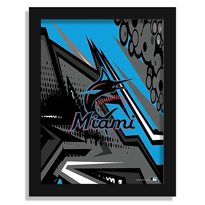 Miami Marlins 12" x 16" Team Comic Framed Art Print