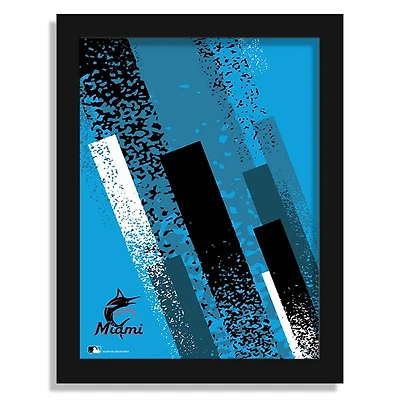 Miami Marlins 12" x 16" Team Color Framed Art Print