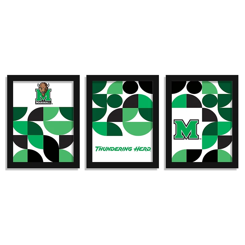 Marshall Thundering Herd 12" x 16" Framed Minimalist Print Set