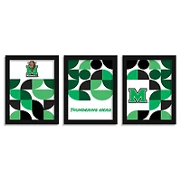 Marshall Thundering Herd 12" x 16" Framed Minimalist Print Set