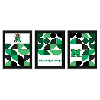 Marshall Thundering Herd 12" x 16" Framed Minimalist Print Set