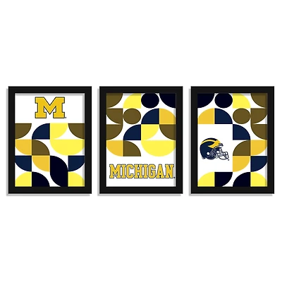 Michigan Wolverines 12" x 16" Framed Minimalist Print Set