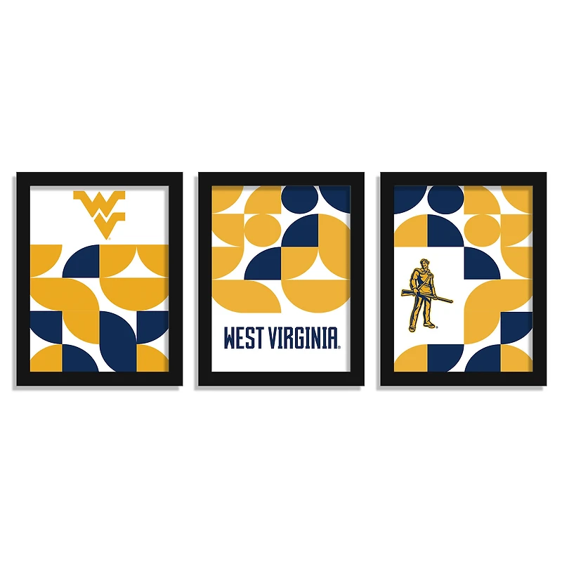 West Virginia Mountaineers 12" x 16" Framed Minimalist Print Set