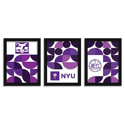 NYU Violets 12" x 16" Framed Minimalist Print Set