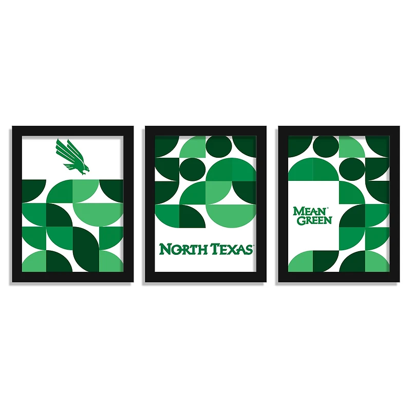 North Texas Mean Green 12" x 16" Framed Minimalist Print Set