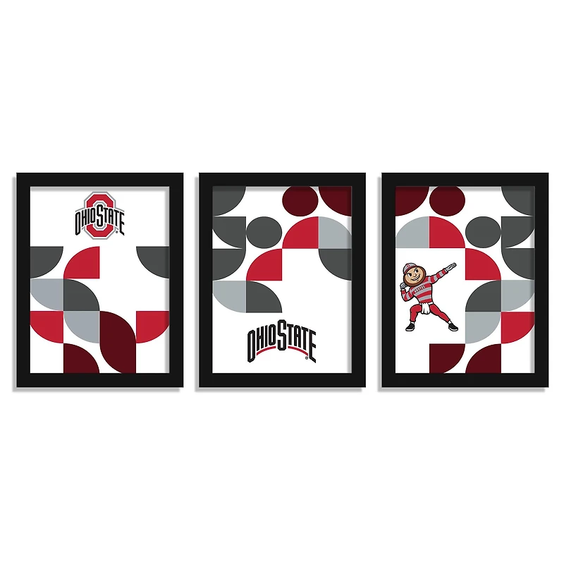 Ohio State Buckeyes 12" x 16" Framed Minimalist Print Set