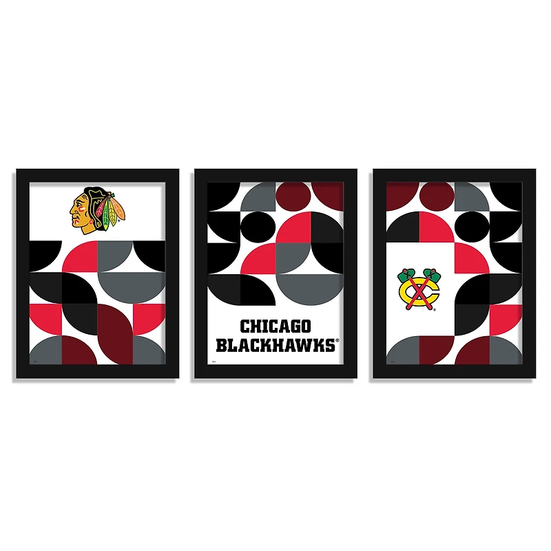 Chicago Blackhawks 12" x 16" Framed Minimalist Print Set