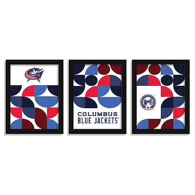 Columbus Blue Jackets 12" x 16" Framed Minimalist Print Set