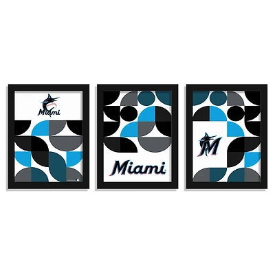 Miami Marlins 12" x 16" Framed Minimalist Print Set