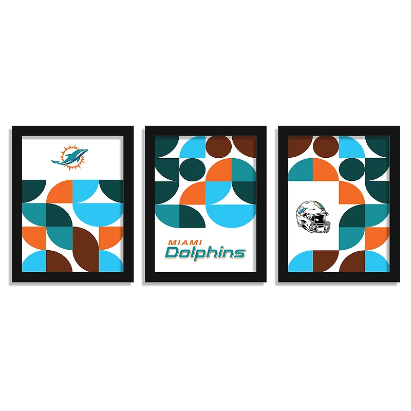 Miami Dolphins 12" x 16" Framed Minimalist Print Set