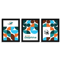 Miami Dolphins 12" x 16" Framed Minimalist Print Set
