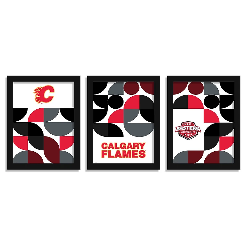 Calgary Flames 12" x 16" Framed Minimalist Print Set