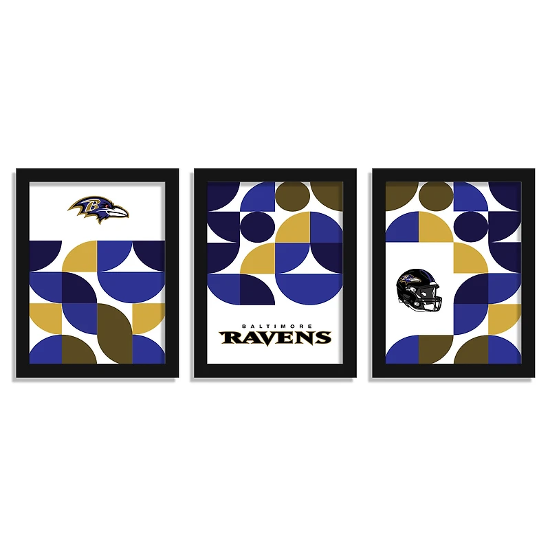 Baltimore Ravens 12" x 16" Framed Minimalist Print Set