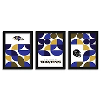Baltimore Ravens 12" x 16" Framed Minimalist Print Set