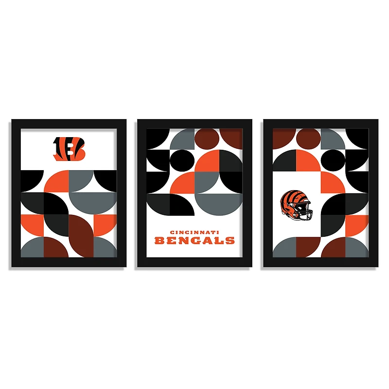 Cincinnati Bengals 12" x 16" Framed Minimalist Print Set